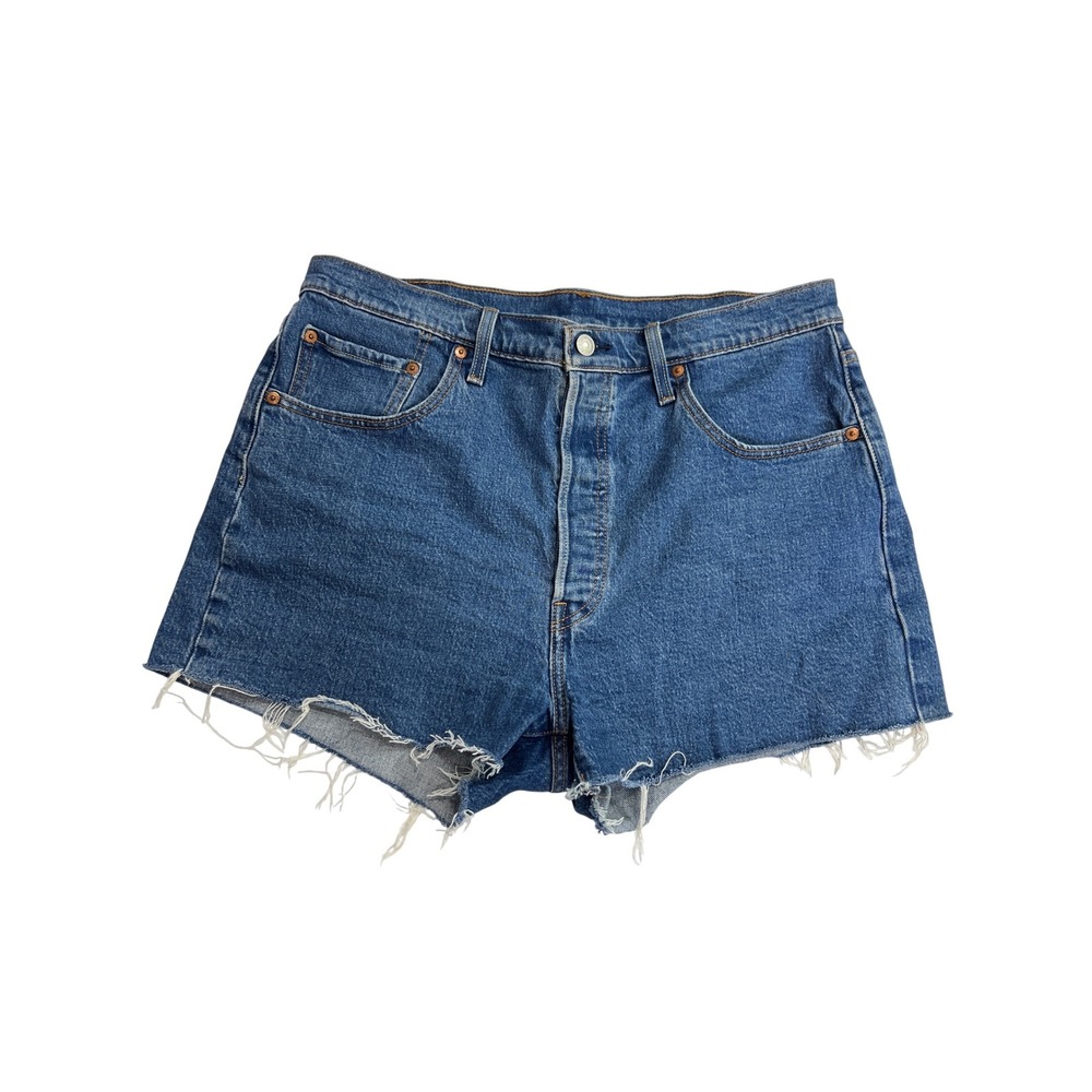 Levi 501 Original‎ Cut Off Denim Shorts Women 33 High Rise Button Fly Summer B21